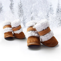 HKM-9772477 Warm Suede Thick Lamb Wool Pet Shoes for Small Dogs - Non-slip Winter Footwear