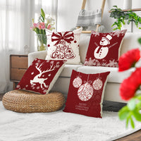 HKM-977363 Christmas Snowman Elk Pillow Cover, 45x45cm, Plant and Flower Design, PP Cotton Filled