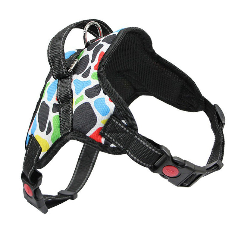 HKM-9774909 Reflective Dog Harness and Leash Set - Adjustable Polyester Pet Gear in Yellow, Blue, Gray, and Black