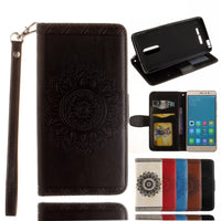 HKM-977491 Embossed Leather Flip Phone Case with Mandala Flowers for Sony Xperia Models