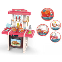 HKM-977491 Pretend Play Kitchen Set with Utensils and Food for Kids Ages 2-14, Plastic Cooking Table Toy