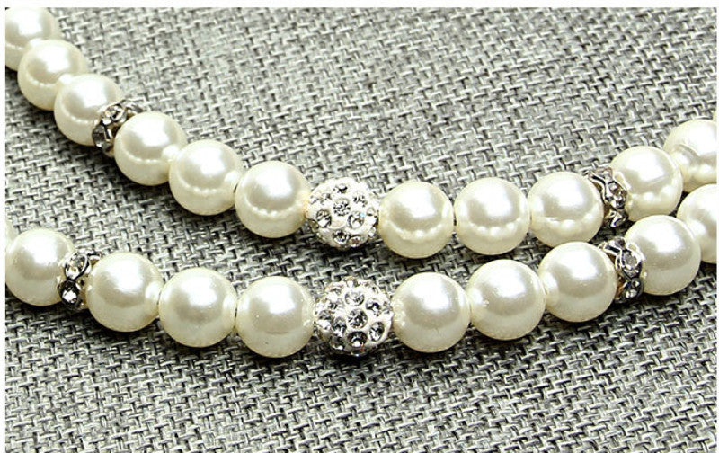 HKM-9775421 Elegant Pearl Dog Leash and Collar Set - White, Size S/M/L