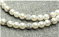 HKM-9775421 Elegant Pearl Dog Leash and Collar Set - White, Size S/M/L