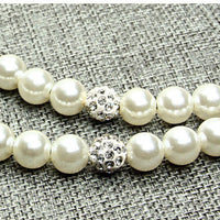 HKM-9775421 Elegant Pearl Dog Leash and Collar Set - White, Size S/M/L