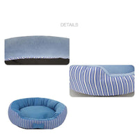 HKM-9775677 Round Striped Nest for Small to Medium Dogs and Pomeranians - All-Season Pet Bed