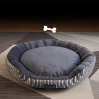 HKM-9775677 Round Striped Nest for Small to Medium Dogs and Pomeranians - All-Season Pet Bed