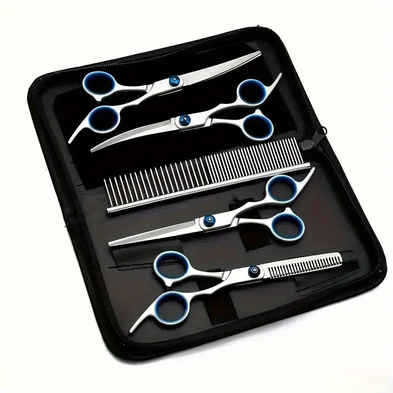 HKM-9777213 Portable Pet Scissors Set for Dog Grooming, Metal Split Hat Scissors