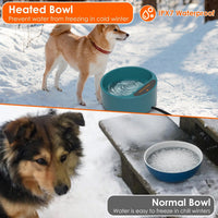 HKM-9777597 Heated Pet Water Bowl with 74.4oz Capacity, IP67 Waterproof Design, and Thermostatic Control for Dogs and Cats