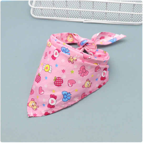 HKM-9779005 Colorful Cartoon Lace Cotton Triangle Scarf - Soft, Absorbent Saliva Towel for Versatile Use