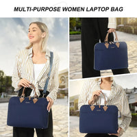 HKM-977939 Waterproof Canvas Computer Briefcase for Women, 15.6 Inch Laptop Tote with Crossbody Style, Travel Handbag