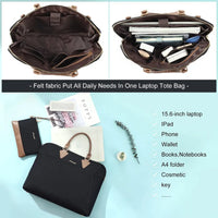 HKM-977939 Waterproof Canvas Computer Briefcase for Women, 15.6 Inch Laptop Tote with Crossbody Style, Travel Handbag