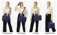 HKM-977939 Waterproof Canvas Computer Briefcase for Women, 15.6 Inch Laptop Tote with Crossbody Style, Travel Handbag