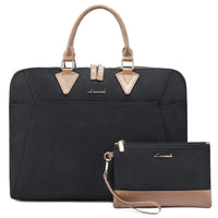 HKM-977939 Waterproof Canvas Computer Briefcase for Women, 15.6 Inch Laptop Tote with Crossbody Style, Travel Handbag