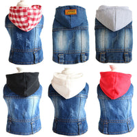HKM-9779773 Summer Bichon Casual Denim Hooded Cowboy Vest for Dogs - Various Colors & Sizes Available