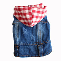 HKM-9779773 Summer Bichon Casual Denim Hooded Cowboy Vest for Dogs - Various Colors & Sizes Available