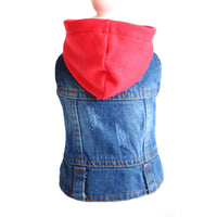 HKM-9779773 Summer Bichon Casual Denim Hooded Cowboy Vest for Dogs - Various Colors & Sizes Available