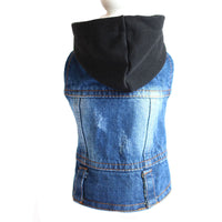 HKM-9779773 Summer Bichon Casual Denim Hooded Cowboy Vest for Dogs - Various Colors & Sizes Available