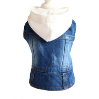 HKM-9779773 Summer Bichon Casual Denim Hooded Cowboy Vest for Dogs - Various Colors & Sizes Available