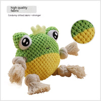 HKM-9781053 Plush Interactive Dog Toy with Chewing Rope and Sound - Frog & Crab Design