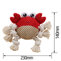 HKM-9781053 Plush Interactive Dog Toy with Chewing Rope and Sound - Frog & Crab Design