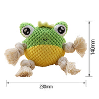 HKM-9781053 Plush Interactive Dog Toy with Chewing Rope and Sound - Frog & Crab Design