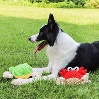 HKM-9781053 Plush Interactive Dog Toy with Chewing Rope and Sound - Frog & Crab Design