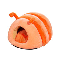 HKM-9781437 Cozy Caterpillar Pet Bed in Orange or Green, Plush Crystal Velvet for Cats