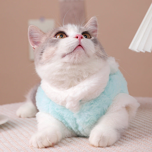 HKM-9781949 Sleeveless Winter Cat Coat in Pink or Blue ¨C Comfortable, Anti-Hair Loss Design for Easy Movement