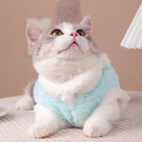 HKM-9781949 Sleeveless Winter Cat Coat in Pink or Blue ¨C Comfortable, Anti-Hair Loss Design for Easy Movement