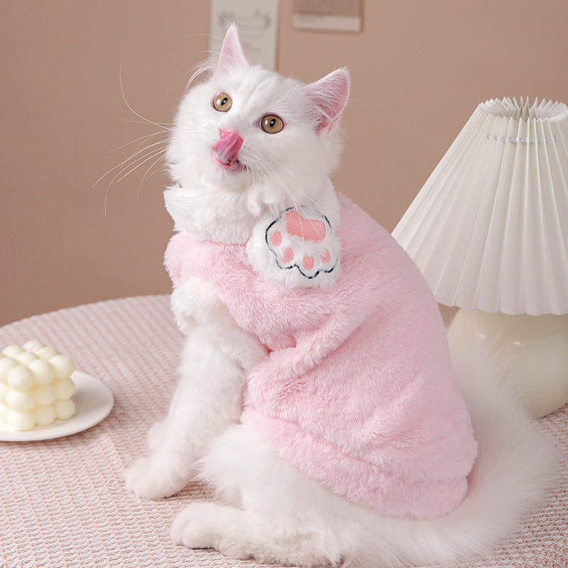 HKM-9781949 Sleeveless Winter Cat Coat in Pink or Blue ¨C Comfortable, Anti-Hair Loss Design for Easy Movement