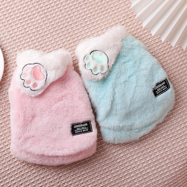 HKM-9781949 Sleeveless Winter Cat Coat in Pink or Blue ¨C Comfortable, Anti-Hair Loss Design for Easy Movement