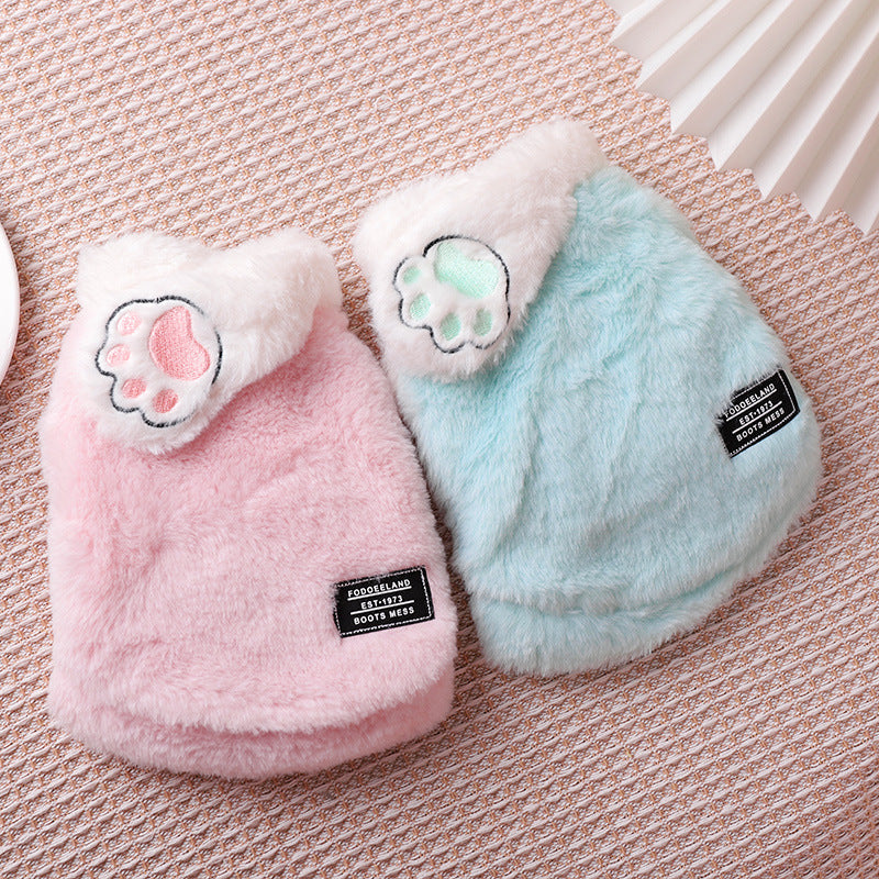 HKM-9781949 Sleeveless Winter Cat Coat in Pink or Blue ¨C Comfortable, Anti-Hair Loss Design for Easy Movement