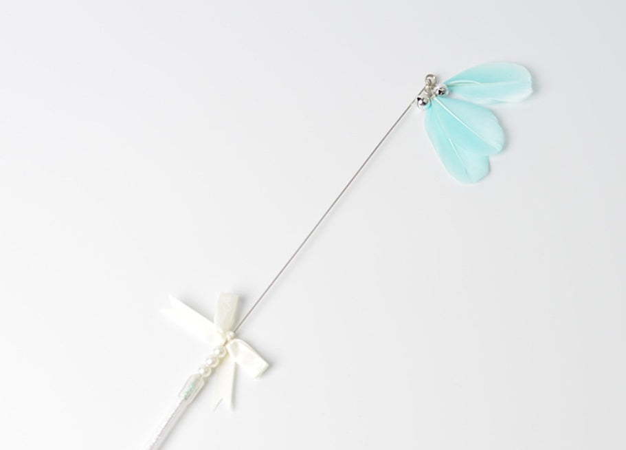 HKM-9782205 Feather Bell Fairy Pen - Colorful Cat Stick in Korean Powder, Gray, Lake Blue