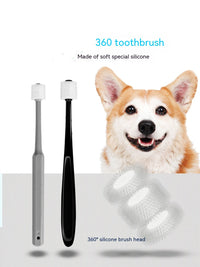 HKM-9782973 360-Degree Pet Toothbrush for Dogs and Cats - Effective Oral Cleaning and Bad Breath Prevention