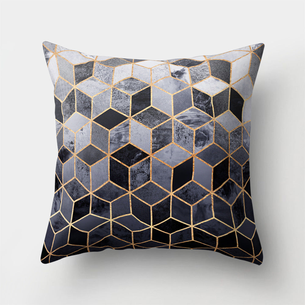 HKM-978451 Geometric Print Polyester Cushion Cover - 45x45cm Pillowcase