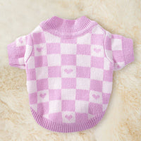 HKM-9785149 Cozy Autumn and Winter Clothes for Small Dogs and Cats - Available in Blue, Pink, and Purple Checkerboard Patterns