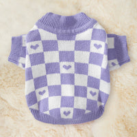 HKM-9785149 Cozy Autumn and Winter Clothes for Small Dogs and Cats - Available in Blue, Pink, and Purple Checkerboard Patterns