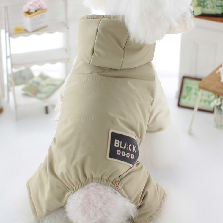 HKM-9785533 Hooded Four-Legged Pet Clothing in Dark Green and Khaki - Sizes XS to XL