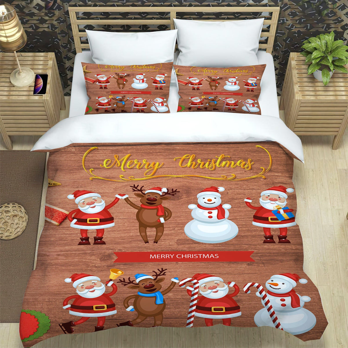HKM-978707 Digital Printing Brushed Cloth Bedding Set with Quilt Cover and Pillowcase - Multiple Sizes Available
