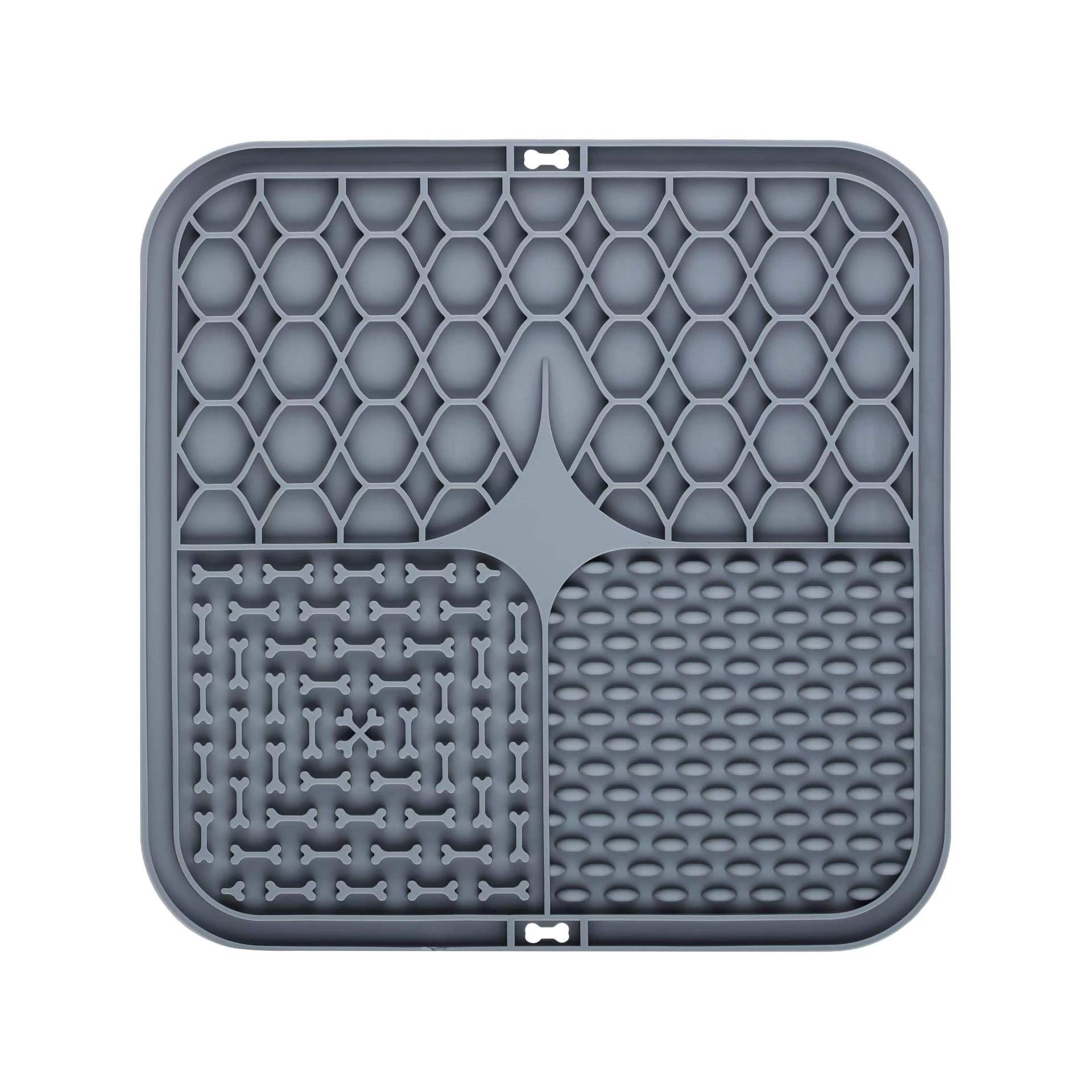 HKM-9787325 Suction Cup Silicone Slow Feeder Bowl with Pet Mat for Dogs and Cats