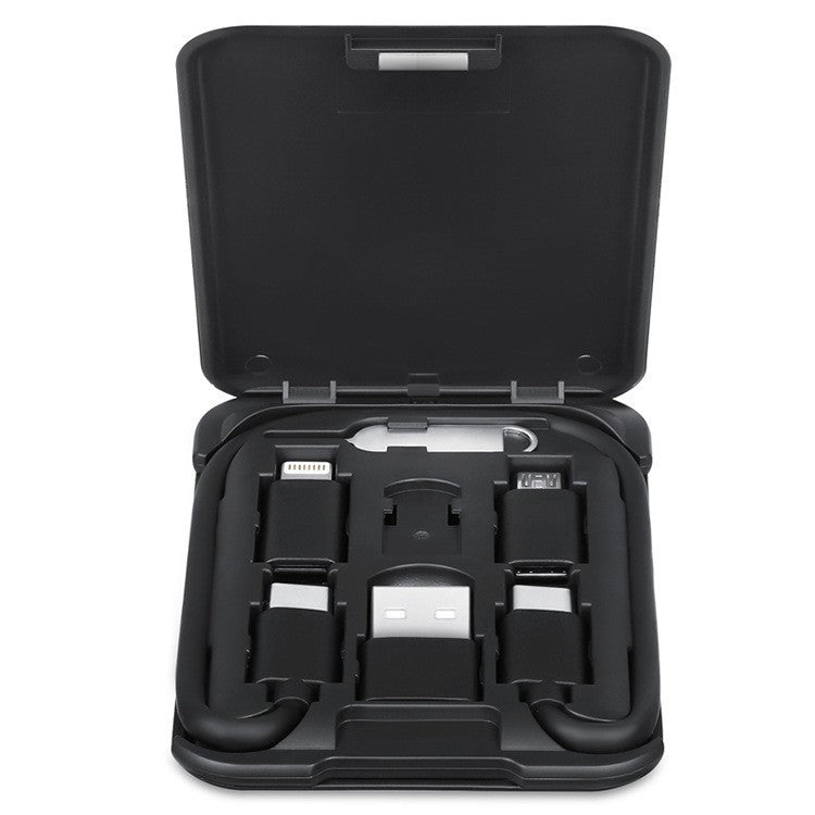 HKM-978771 Multi-Function 6-in-1 Portable Data Cable Business Card Holder with Fast Charging and Multiple Interfaces