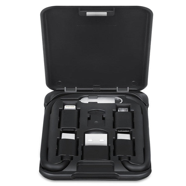 HKM-978771 Multi-Function 6-in-1 Portable Data Cable Business Card Holder with Fast Charging and Multiple Interfaces