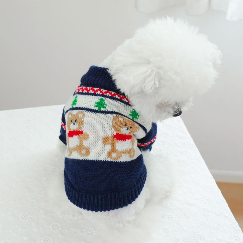 HKM-978963 Forest Bear Pattern Dog Sweater - Casual Pet Clothing in Multiple Sizes