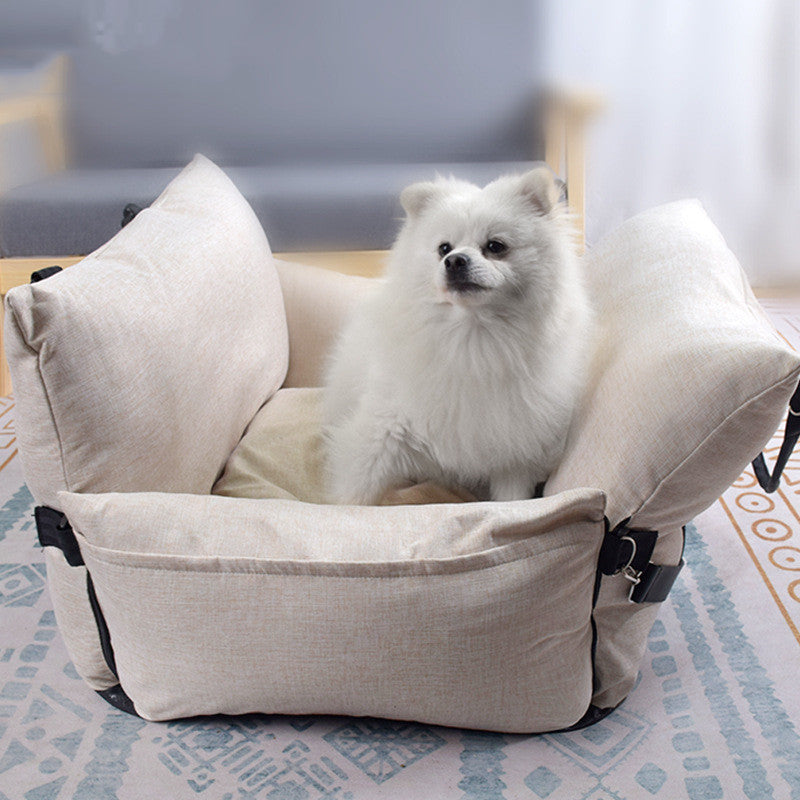 HKM-9791165 Cozy Dog Car Nest Seat Cushion - Removable, Washable Pet Car Accessory