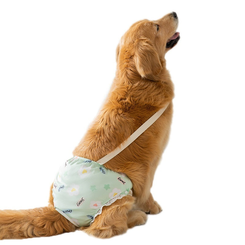 HKM-9791549 Menstrual Diaper Pants for Pets - Casual Fit in Green Small Flower, Pink Peach, Orange Small Flower