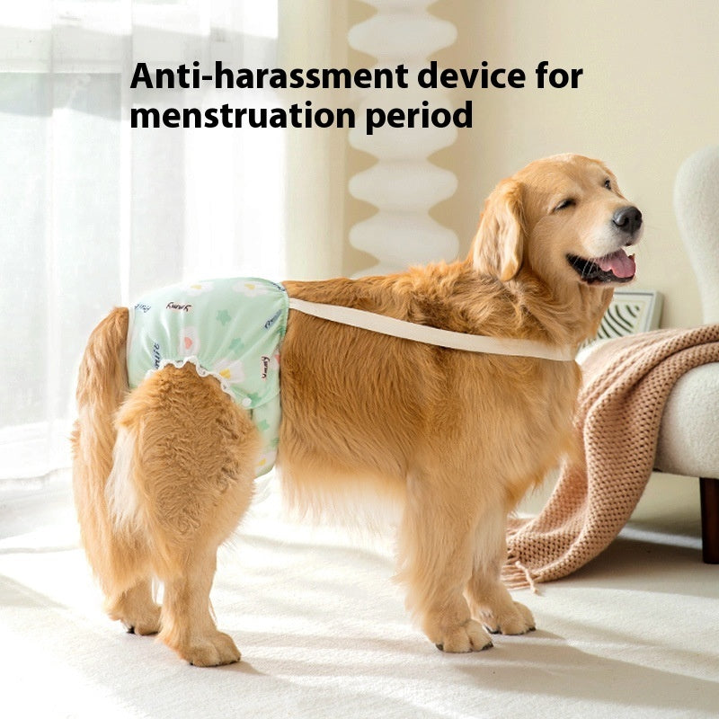 HKM-9791549 Menstrual Diaper Pants for Pets - Casual Fit in Green Small Flower, Pink Peach, Orange Small Flower