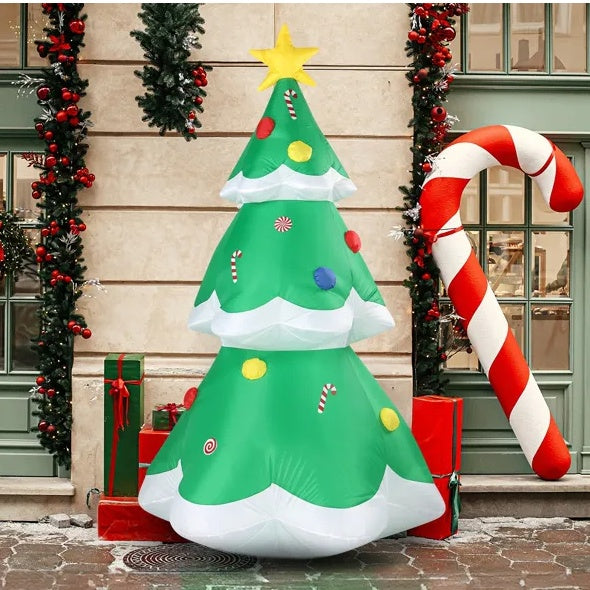 HKM-979155 6.9 FT Lighted Inflatable Christmas Tree Decoration with LED Lights for Yard and Garden Holiday Decor