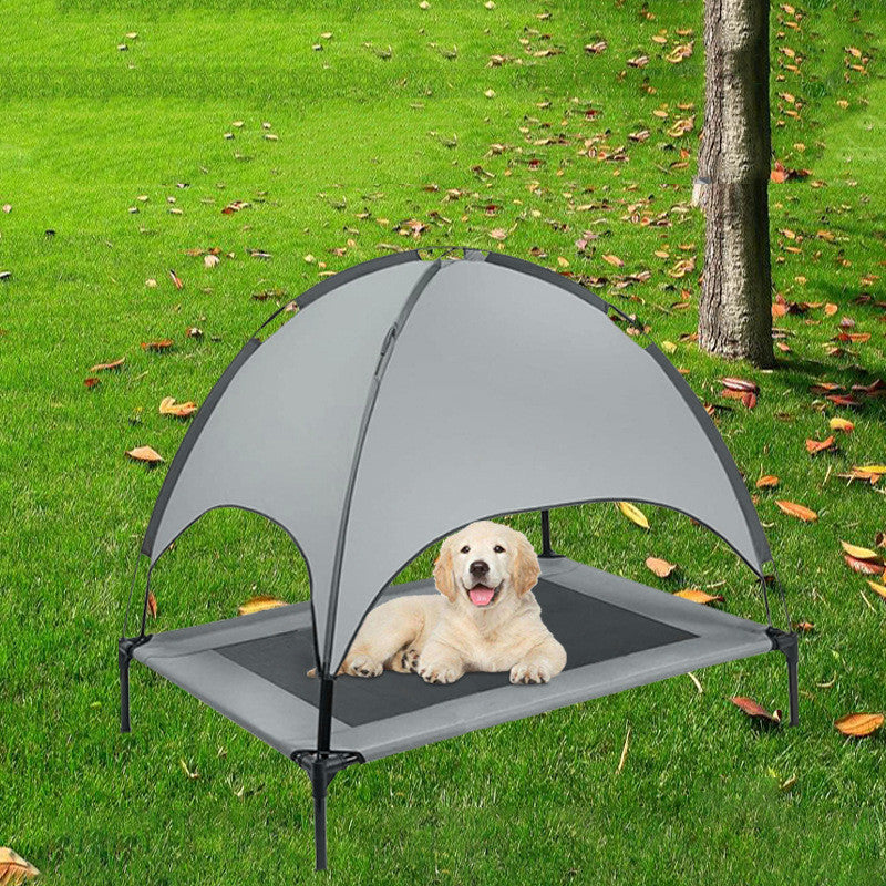 HKM-9791933 Pet Outdoor Supplies Covered Loft Bed with Sunshade Tent – Available in Cross, Parallel, and No Tent Styles
