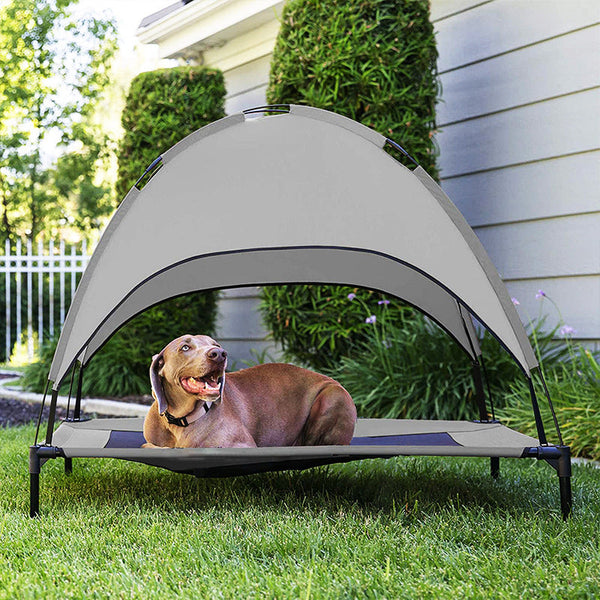 HKM-9791933 Pet Outdoor Supplies Covered Loft Bed with Sunshade Tent – Available in Cross, Parallel, and No Tent Styles