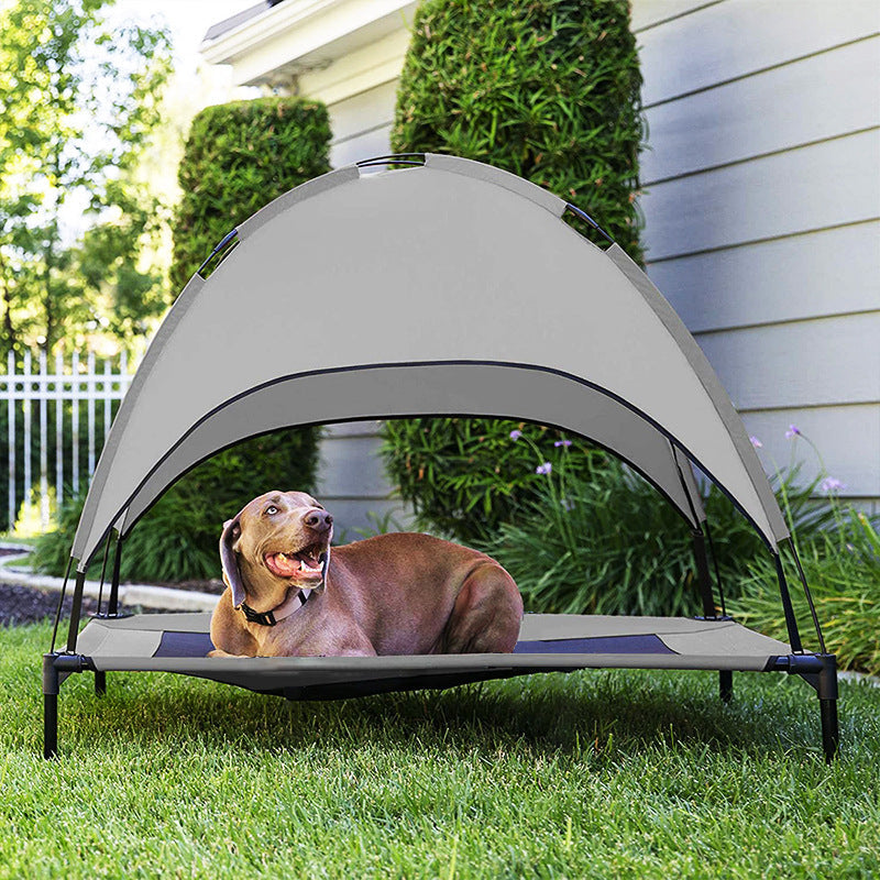 HKM-9791933 Pet Outdoor Supplies Covered Loft Bed with Sunshade Tent – Available in Cross, Parallel, and No Tent Styles